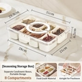 Transparent 8-compartment spice box with cream inner containers and portable handle - Cream White - 8 Compartments