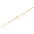 Bracciale minimalista placcato oro 18K con catena a graffetta e diamante rotondo lucido - Stile a Catena / Oro