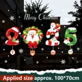 2025 Merry Christmas window stickers with Santa and snowman, double-sided static clings - 2025 Welcome Christmas (XL699)