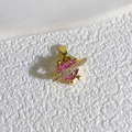 Elegant 18K gold plated heart pendant with pink gemstone and sparkling zircon stones - Style B Gold