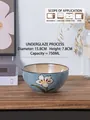 Japanese style 15.8cm blue ceramic bowl with hand-painted white floral pattern - GK Blue Gray