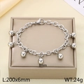 Minimalist silver stainless steel ball charm bracelet with 8mm bead on O-chain link - Steel Color (7 Beads 8mm) / 20cm