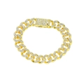 Luxurious gold-plated Cuban link bracelet for men encrusted with sparkling white crystals - 8 Inch (20cm) Bracelet / Gold