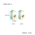 Modern geometric U-shaped titanium steel earrings in gold finish with light blue enamel - Blue (NMSE-C857-4)