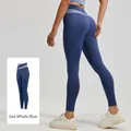 Legging de yoga taille haute bleu baleine avec ceinture croisée bleu clair - S / Bottoms / Bleu Baleine