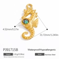 18k gold plated stainless steel seahorse pendant with colorful shell inlay for jewelry DIY - Colorful Seahorse Pendant (PJ91715B)