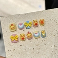 Cute cartoon bear press-on nail set for kids with 3D resin bows and macaron charms - Extra Small (XS) / C83 Kids Nails
