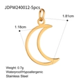 Set of 5 golden stainless steel crescent moon charms for DIY jewelry making - Large Crescent Style (JDPW240012) / 5 Pieces