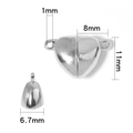 Silberner Magnetverschluss in Herzform mit Endkappen für DIY-Schmuck, 11x8mm Größe - Herzform-Verschluss 16*11mm