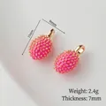 Mini pink durian pendant in gold plated copper with 15x9mm dimensions for DIY jewelry - Single Piece Price / Lychee