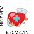 Detailed view of a red heart medical patch with embroidery and dimension markers - Medical Element Heart (14号)