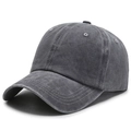Vintage washed dark grey denim baseball cap with a classic six-panel curved brim design - Adjustable / Light Gray