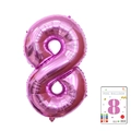 40-inch metallic rose pink number 8 foil balloon with retail card packaging display - Number 8 / 40 Inch/With Paper Card / Rose Red