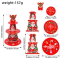 Alzatina per cupcake natalizia a 3 livelli in cartone rosso con motivi di Babbo Natale - Stile Renna di Natale