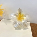Matte translucent frangipani hair claw clip with yellow gradient finish and spring - Yellow 8cm