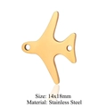 Golden airplane stainless steel charm for DIY jewelry making, size 14x18mm, high quality - Airplane (T905-2) / 5 Pieces / Gold