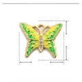 Dettaglio pendente farfalla oro 24mm con smalto giallo verde e strass luccicanti - YE748-2-Farfalla Giallo Verde