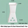 White square flower vase with heart-shaped holes for bouquet packaging 24cm height - White Square Base (Heart Small)