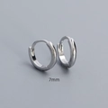 Minimalist 7mm silver S925 sterling silver small hoop earrings for daily wear - 7mm White Gold