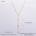 18k gold plated stainless steel Y-shaped necklace with circular sequins and long drop - Round Sequin Style (XL31202)