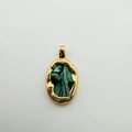 Detailed macro view of oval abalone shell pendant with 18K gold-plated frame - Oval Abalone Shell / Gold
