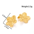 French vintage golden floral earrings with pearls in stainless steel for women - Five-petal Flower Style