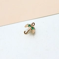 Close-up of gold-plated umbrella pendant featuring inlaid green zircon and a hanging loop - Umbrella (LF2116) / Umbrella Green