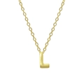 Macro detail of 925 sterling silver golden chain with a minimalist letter L pendant - Letter L / Gold