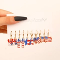 Set aus sechs Paar Ohrringen mit US-Flaggen-Thema, Sternen, Herzen und USA-Schriftzügen - Patriotische Symbole Kombi Stil (Z-379)