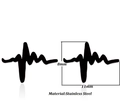 Macro view of stainless steel heartbeat studs showing 8mm by 11mm dimensions - 086 ECG / Black