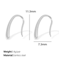 Paire de boucles d'oreilles minimalistes en U en acier inoxydable argenté durable - Argent (EH814 Boucles d'Oreilles Argent)