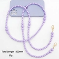 Light purple acrylic beaded crossbody phone strap with gold lobster clasps 1200mm - Purple Acrylic Beaded