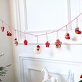 Guirnalda navideña de fieltro hecha a mano con Papá Noel, muñeco de nieve y jengibre - Cuerda Roja y Blanca - Papá Noel y Muñeco de nieve / Aprox 1.2m