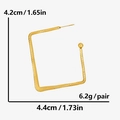 Vintage gold square earrings with hammer texture, 4.2cm x 4.4cm, 6.2g per pair - Gold Hammered Square (D448-G)