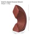 Modern S-shaped matte brown ceramic ornament sculpture height 21.5cm for home decor - S-Shape Ornament Small Brown-Red