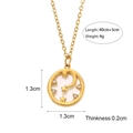 Gold stainless steel crescent moon pendant necklace with size dimensions and measurements - Five-Point Star Moon Shell Round Plate Pendant Necklace