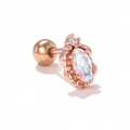 Rose gold ear cartilage stud with iridescent opal stone and clear crystal accent - EGD1416 Retro Oval / Rose Gold