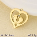Gold-plated heart mama pendant with baby footprints and zircon stone, 17x15mm size - Heart Footprint Zircon (KLJ9634-ZLA)