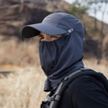 Dark grey outdoor sun hat with breathable face mask and neck protection cover - Dark Gray