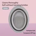 Collapsible grey silicone makeup brush cleaning bowl packed in a transparent OPP bag - Cleaning Bowl [Standard] Grey