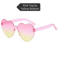 Rimless heart shaped sunglasses with stylish pink and yellow gradient lenses for women - Pink Yellow Gradient
