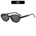 Classic oval sunglasses with black frames and dark grey lenses in a minimalist style - Black Frame Grey Lens