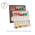 Golden Christmas spoon and fork set with cartoon silicone toppers in a festive gift box - No.7 - 6PCS Green Box Set / Gold
