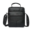 Borsa a tracolla business da uomo in pelle con trama litchi e manico superiore nera - Stile Verticale Piccolo / Nero