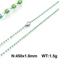 Bohemian light green stone bead necklace in titanium steel, 450x1.6mm 1.5g variant - Light Green (KN107783-Z) / 45cm