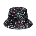 Black bucket hat featuring colorful abstract splash patterns and a trendy tropical print - Black Colorful Abstract Splash Print (5)