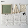 Green felt letter board set with wooden frame, easel, and 340 white plastic characters - Message Board / Green