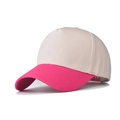 Adjustable cotton baseball cap in beige with a vibrant rose pink visor and strap - Adjustable / Rose Red