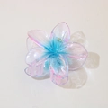 Floral hair claw clip with blue and pink purple gradient and silver glitter finish - Glitter Blue - 8cm
