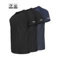 Men's quick-dry breathable sports T-shirts in black and navy blue for fitness training - S / Black+Black+Navy Blue